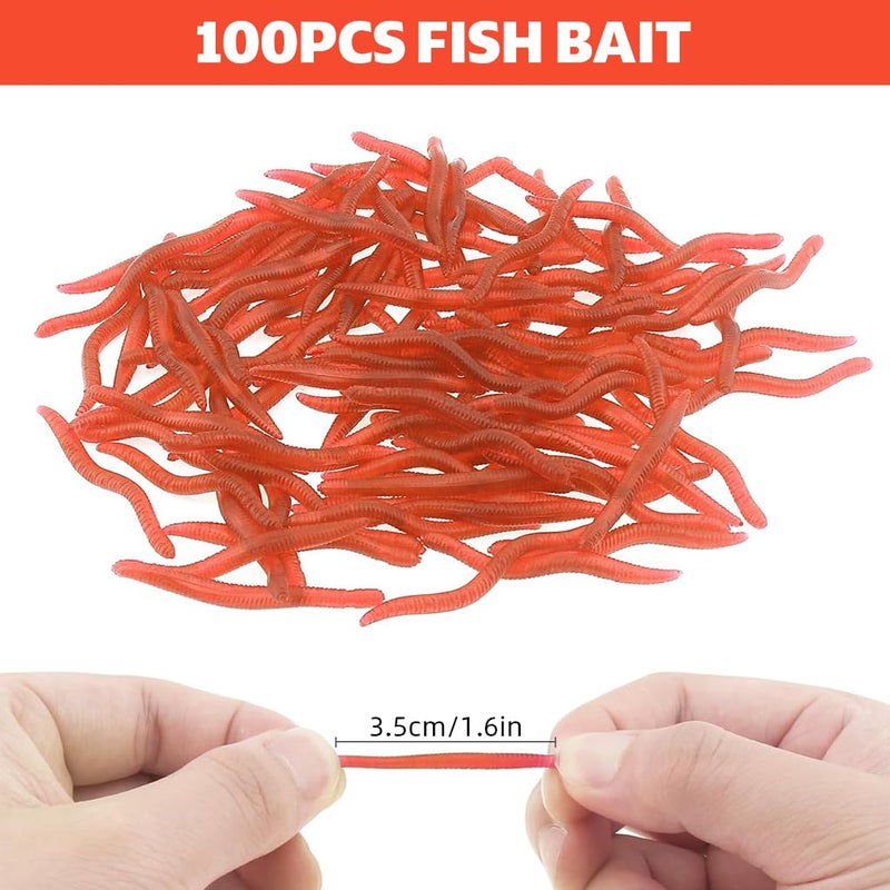 Proberos ® 100 PCS Realistic Earthworm Fishing Bait, Soft Artificial Worms for Freshwater and Saltwater Fishing, Earthworm Fishing Bait for Fishing Rod (3.5CM) - Image 2