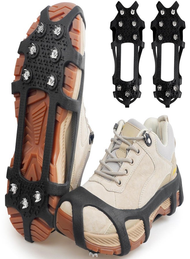 FUSIGO Crampons Ice Cleats Traction Snow Cleats for Boots Shoes Stainless Steel Women Men Anti Slip Ice Traction Cleats for Hiking Walking Climbing Ice Fishing - Image 1
