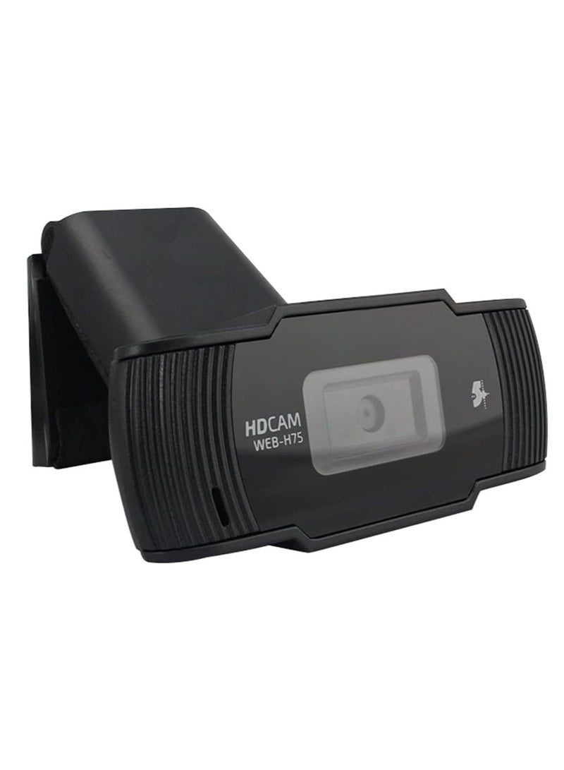 Webcam WEB-H75 HD 30 FPS, Noise-Reduction Microphone, Universal Mount, Black - Image 2