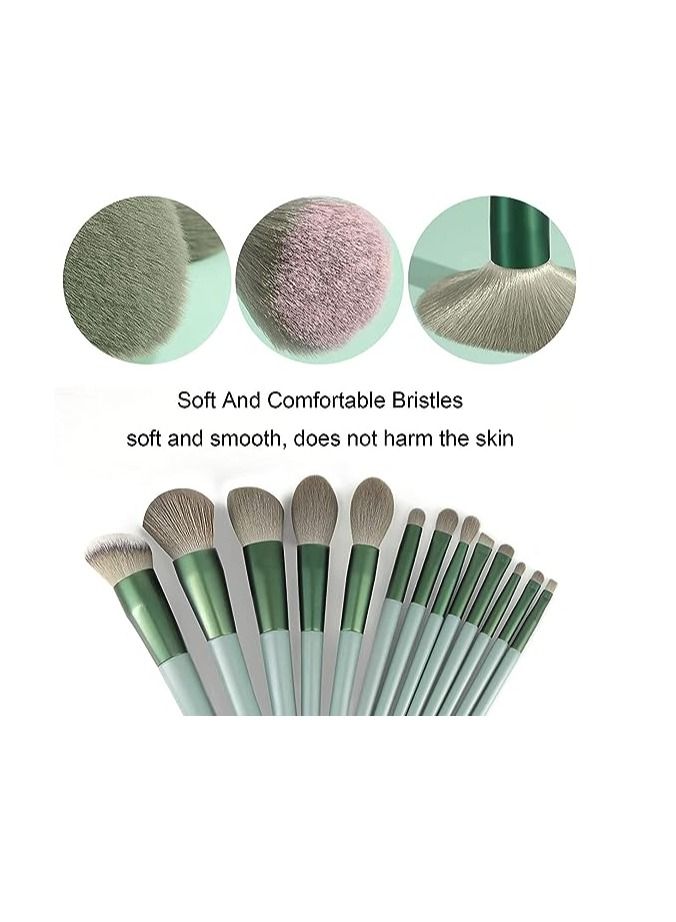 ORiTi مجموعة فرش المكياج من ORiTi، 13 قطعة، فرشاة الأساس، فرشاة ظلال العيون، مجموعة فرش المكياج (أخضر) - Image 4