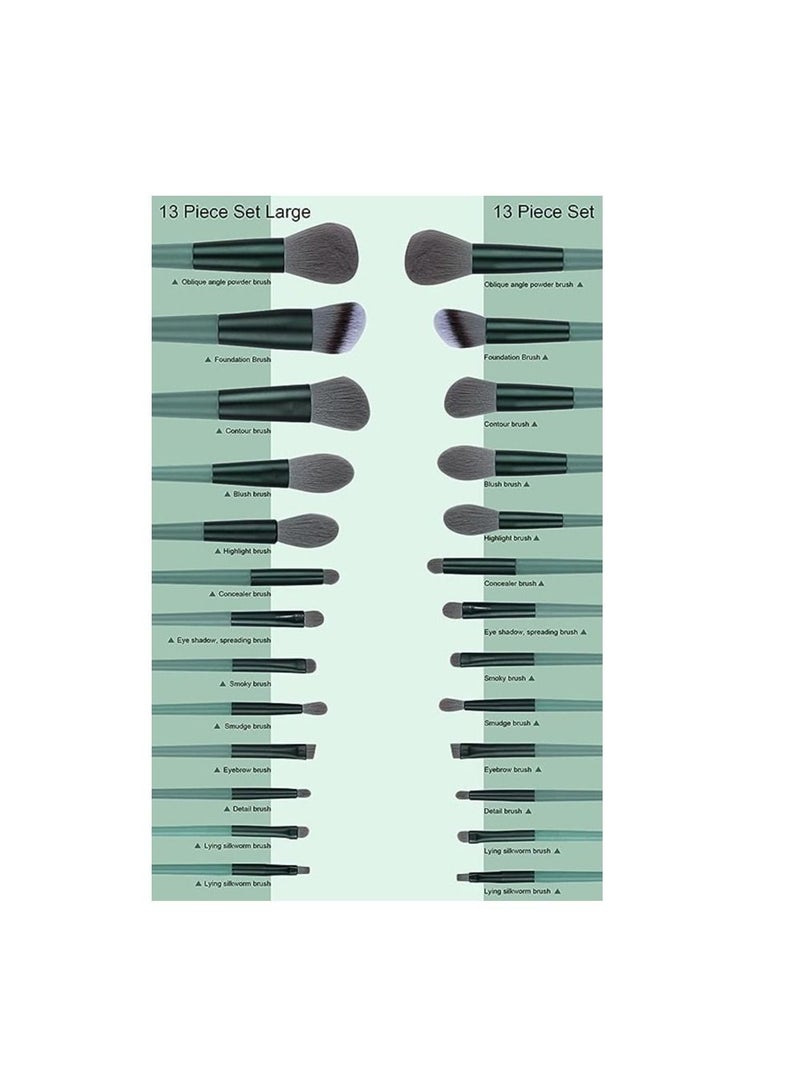 ORiTi مجموعة فرش المكياج من ORiTi، 13 قطعة، فرشاة الأساس، فرشاة ظلال العيون، مجموعة فرش المكياج (أخضر) - Image 5