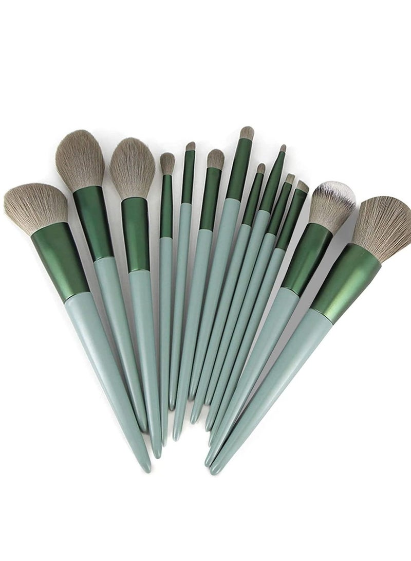 ORiTi مجموعة فرش المكياج من ORiTi، 13 قطعة، فرشاة الأساس، فرشاة ظلال العيون، مجموعة فرش المكياج (أخضر) - Image 1