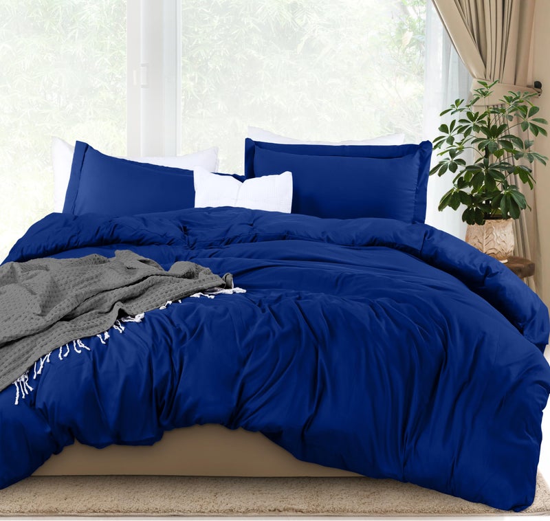 Utopia Bedding Duvet Cover King Size 3 Piece with Zipper Closure 1 Comforter Cover 104X90 Inches 2 Pillow Shams 20X36 Inches Royal Blue Comforter Not Included