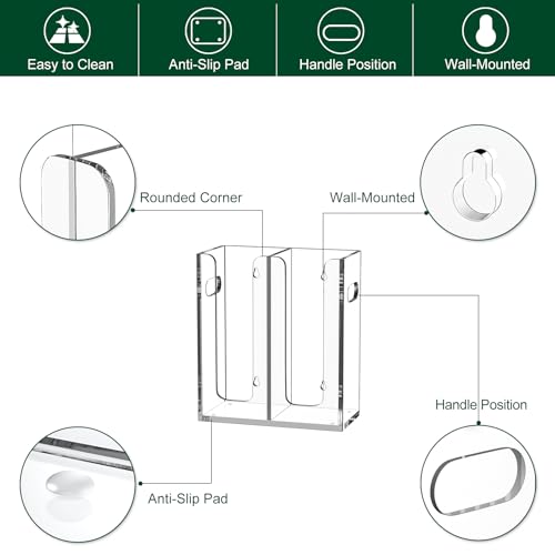 BOSSCASA Disposable Coffee Cup Dispenser with Handles, Countertop or Wall Mount Hot/Cold Drink Cup and Lid Holder - Bathroom/Kitchen/Office Acrylic Cup Lid Storage Organizer (2 Compartments, Clear) - Image 3