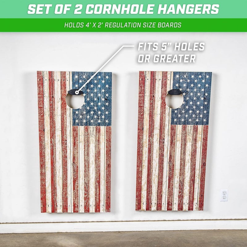 GoSports GoSports Wall Mounted Cornhole Board Hangers  Set of 2  Includes Bean Bag Tote  - Image 2