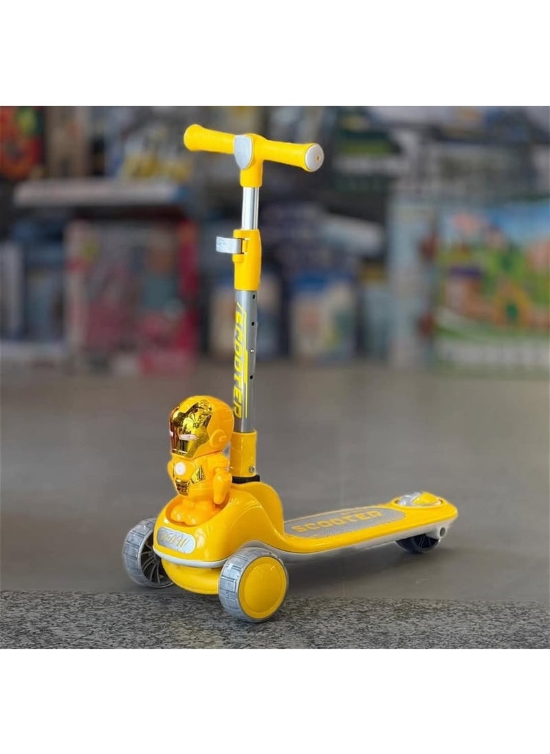 Prime Three-Wheeled Kids Scooter with Superhero Design – Perfect for Enhancing Balance and Developing Motor Skills in a Fun and Safe Way! (Yellow Color)  - Image 1