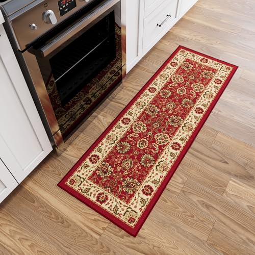 Ottomanson Hallway Runner Rug 20 x 53 Non Slip Oriental Area Rugs Easy to Clean Laundry Rug Runner Durable Pet Friendly Floor Carpet Runners for Hallways Entryway Living Room Kitchen Red - Image 1
