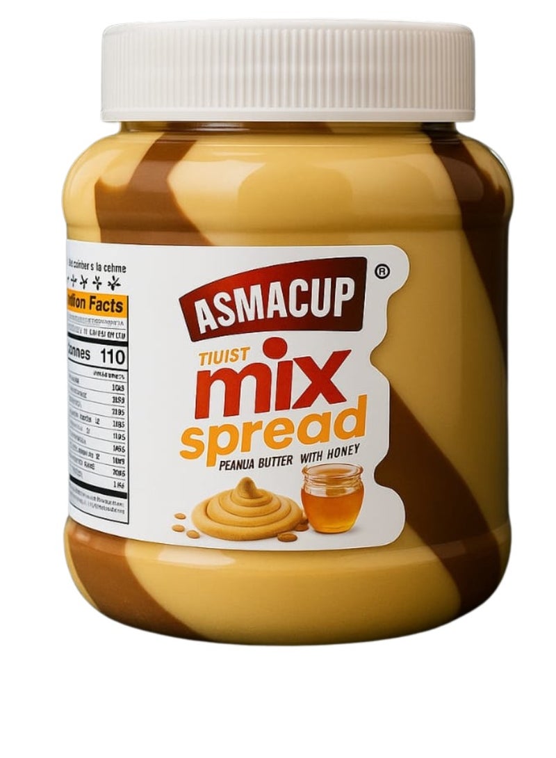 ASMACUP Natural Peanut Butter with Honey — 350 g - Image 1