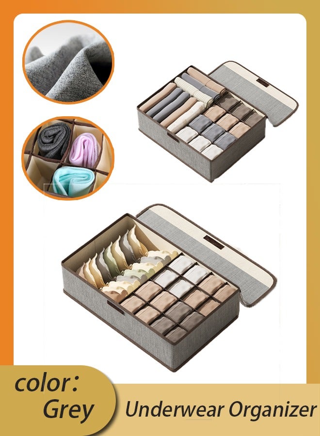 Storage Box Underwear Folding Clothes Underwear Drawer Organizer with Lid,13 Grid 17 Grid Drawer Organizer Divider Underwear Storage Boxes with Cover Dust and Moisture Proof Can Store Underwear, Socks, Clothing - Image 1