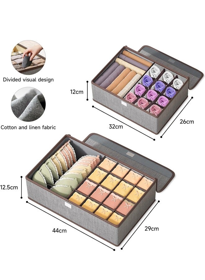Storage Box Underwear Folding Clothes Underwear Drawer Organizer with Lid,13 Grid 17 Grid Drawer Organizer Divider Underwear Storage Boxes with Cover Dust and Moisture Proof Can Store Underwear, Socks, Clothing - Image 2
