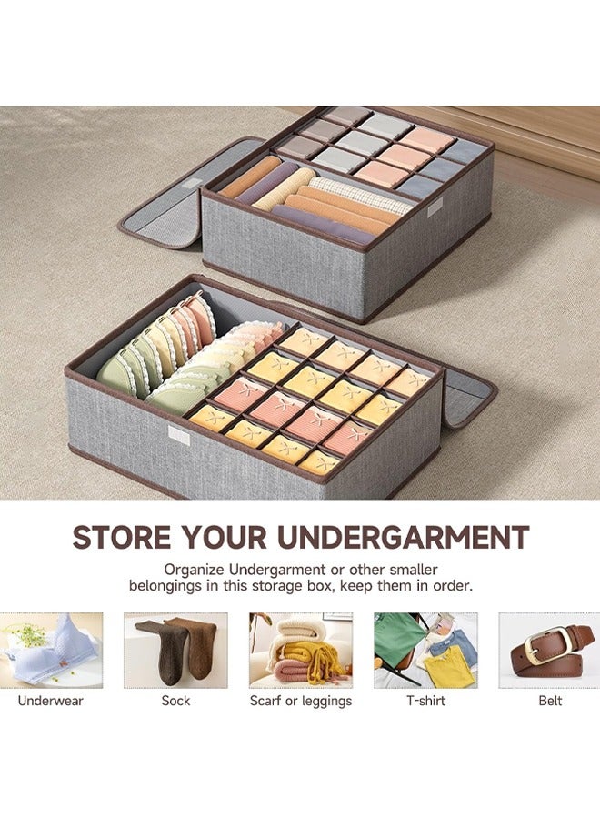 Storage Box Underwear Folding Clothes Underwear Drawer Organizer with Lid,13 Grid 17 Grid Drawer Organizer Divider Underwear Storage Boxes with Cover Dust and Moisture Proof Can Store Underwear, Socks, Clothing - Image 3
