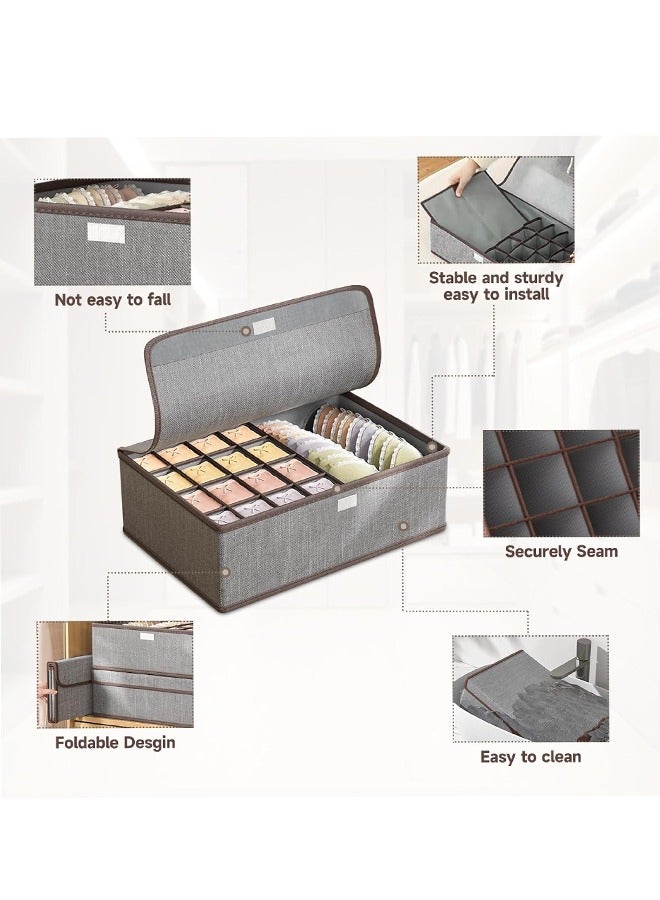 Storage Box Underwear Folding Clothes Underwear Drawer Organizer with Lid,13 Grid 17 Grid Drawer Organizer Divider Underwear Storage Boxes with Cover Dust and Moisture Proof Can Store Underwear, Socks, Clothing - Image 4