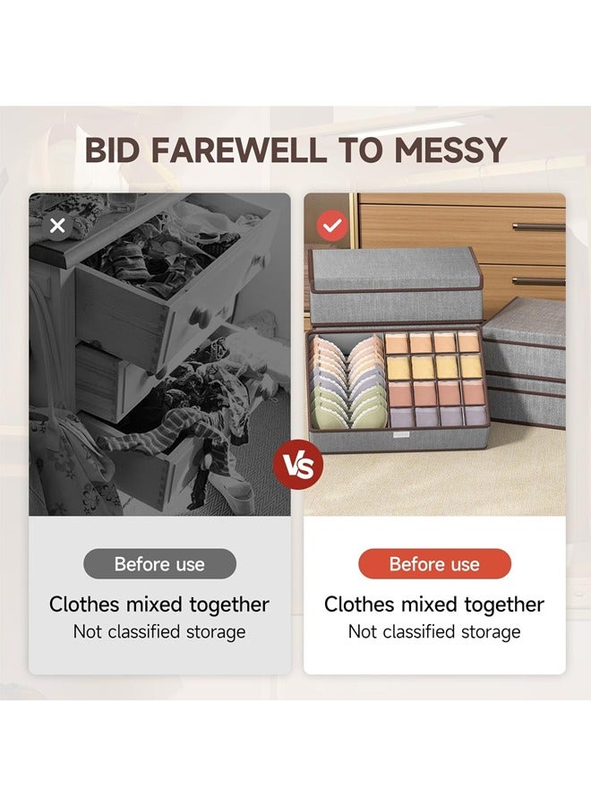 Storage Box Underwear Folding Clothes Underwear Drawer Organizer with Lid,13 Grid 17 Grid Drawer Organizer Divider Underwear Storage Boxes with Cover Dust and Moisture Proof Can Store Underwear, Socks, Clothing - Image 5