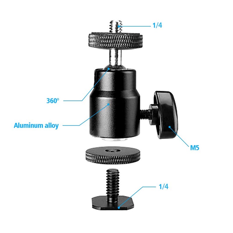SLOW DOLPHINÃ‚ Photography Super Clamp with Camera Clamp Mount Ball Head Clamp and Mini Ball Head Hot Shoe Mount Adapter with 1/4' -20 Tripod Screw for Monitor, LED Lights, Flash Light,MicrophoneÃ‚Â - Image 2
