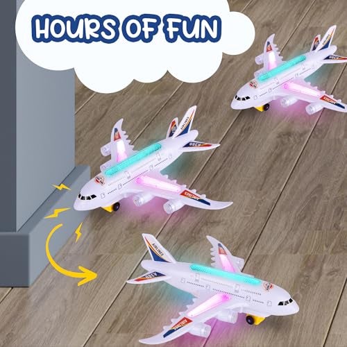 ArtCreativity LightUp Airplane Toy with Bump Go Action Flashing LED Lights Takeoff Sounds Kids Airplane Toy with Moving Wheels Fun Birthday Gift for Boys Girls Ages 38 - Image 5