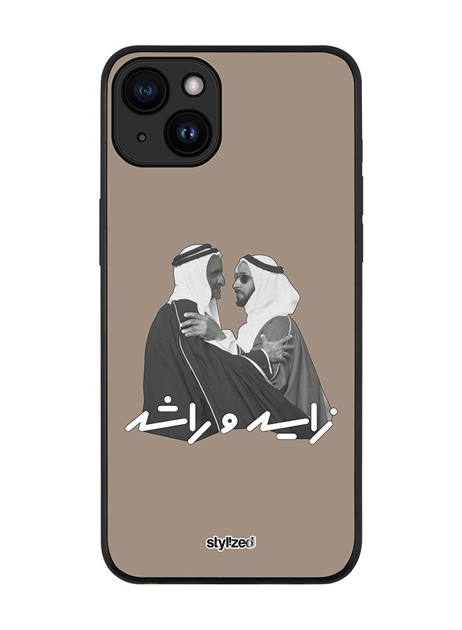 Stylizedd Cover for iPhone 15 Case, Rugged Black Slim fit Soft Flexible Anti Drop TPU Gel Thin Protective Phone Cases- Sheikh Zayed And Sheikh Rashid, Warm Grey - Image 1