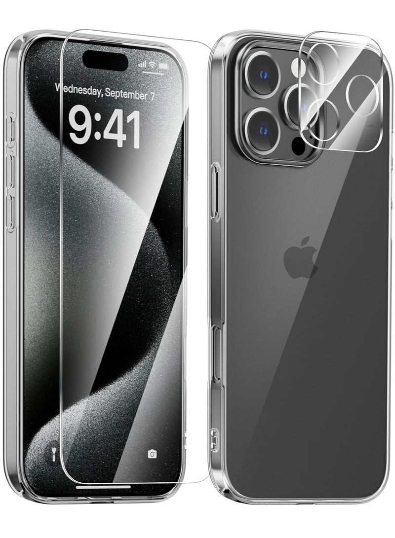 DUSALA Ultra-Thin Clear iPhone 16 Pro Max Case [Not Yellowing] with Camera Lens & Screen Protectors – Slim, Shockproof, Anti-Slip Grip - Image 1