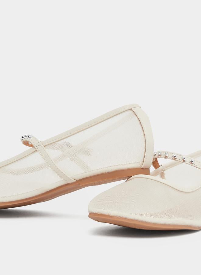 ستايلي حذاء ماري جين فلات بتفاصيل شبكية - Image 3