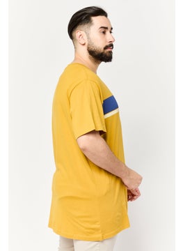 LEE Men Crew Neck Short Sleeves Brand Logo T-Shirt, Mustard  - Image 2