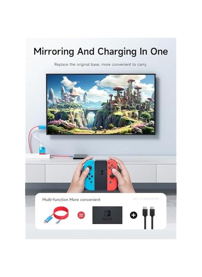 Generic - Switch Dock for Nintendo Switch & Switch OLED, USB C to HDMI Cable Adapter with 4K@30Hz HDMI, 100W Power Delivery, Type-C to HDMI Adapter for Laptop, Tablet, SteamDeck, ROG Ally (Blue 30Hz) - Image 1
