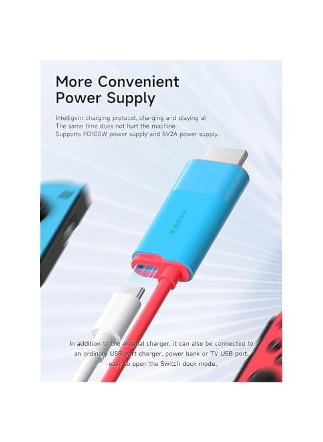 Generic - Switch Dock for Nintendo Switch & Switch OLED, USB C to HDMI Cable Adapter with 4K@30Hz HDMI, 100W Power Delivery, Type-C to HDMI Adapter for Laptop, Tablet, SteamDeck, ROG Ally (Blue 30Hz) - Image 1