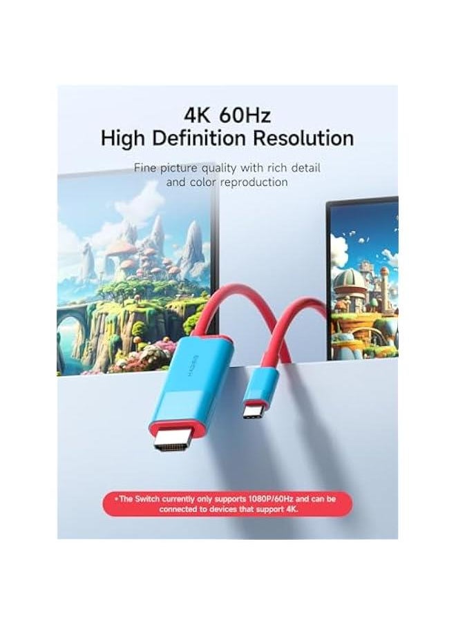 Generic - Switch Dock for Nintendo Switch & Switch OLED, USB C to HDMI Cable Adapter with 4K@30Hz HDMI, 100W Power Delivery, Type-C to HDMI Adapter for Laptop, Tablet, SteamDeck, ROG Ally (Blue 30Hz) - Image 1
