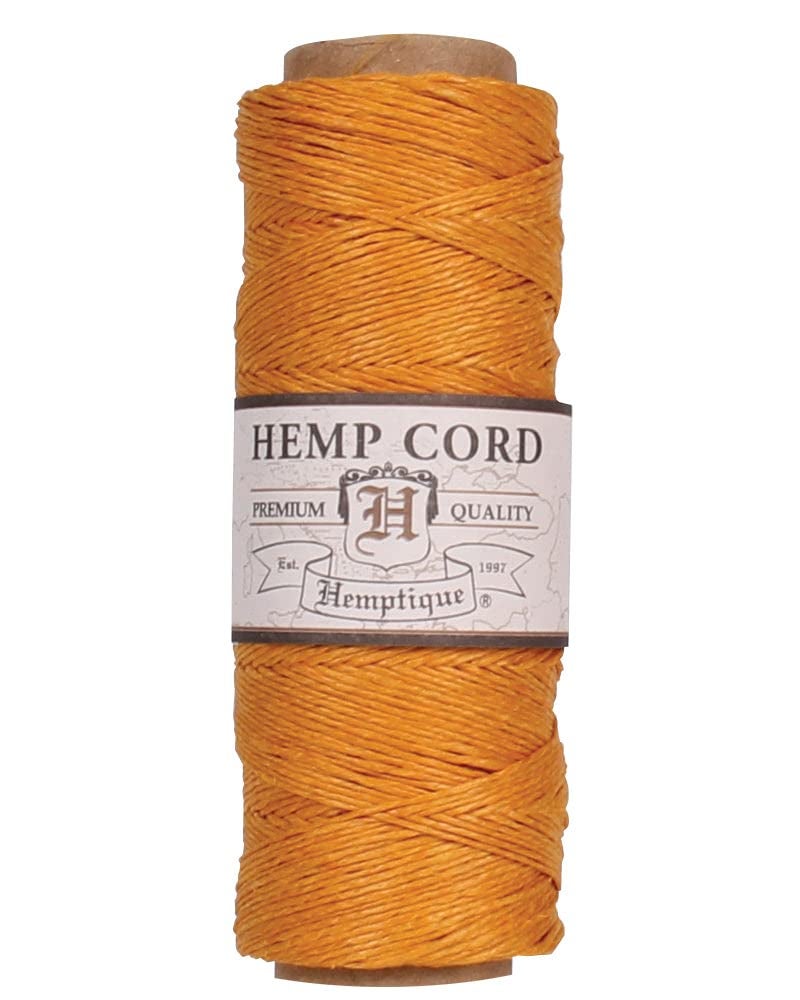 Hemptique 100% Natural Hemp Cord Single Spool - 205ft ~ 62.5m Hemp String Spool - Crafters Number 1 Choice - .5mm Cord Thread for Jewelry Making, Macramé, Scrapbooking, & More - Gold - Image 1