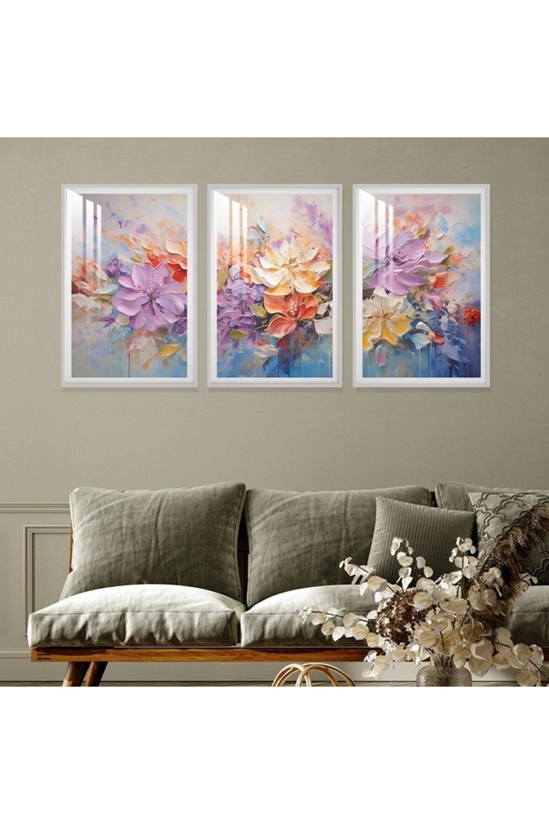 Marktna Three wooden wall painting with a frame and a clear acrylic layer - Image 1
