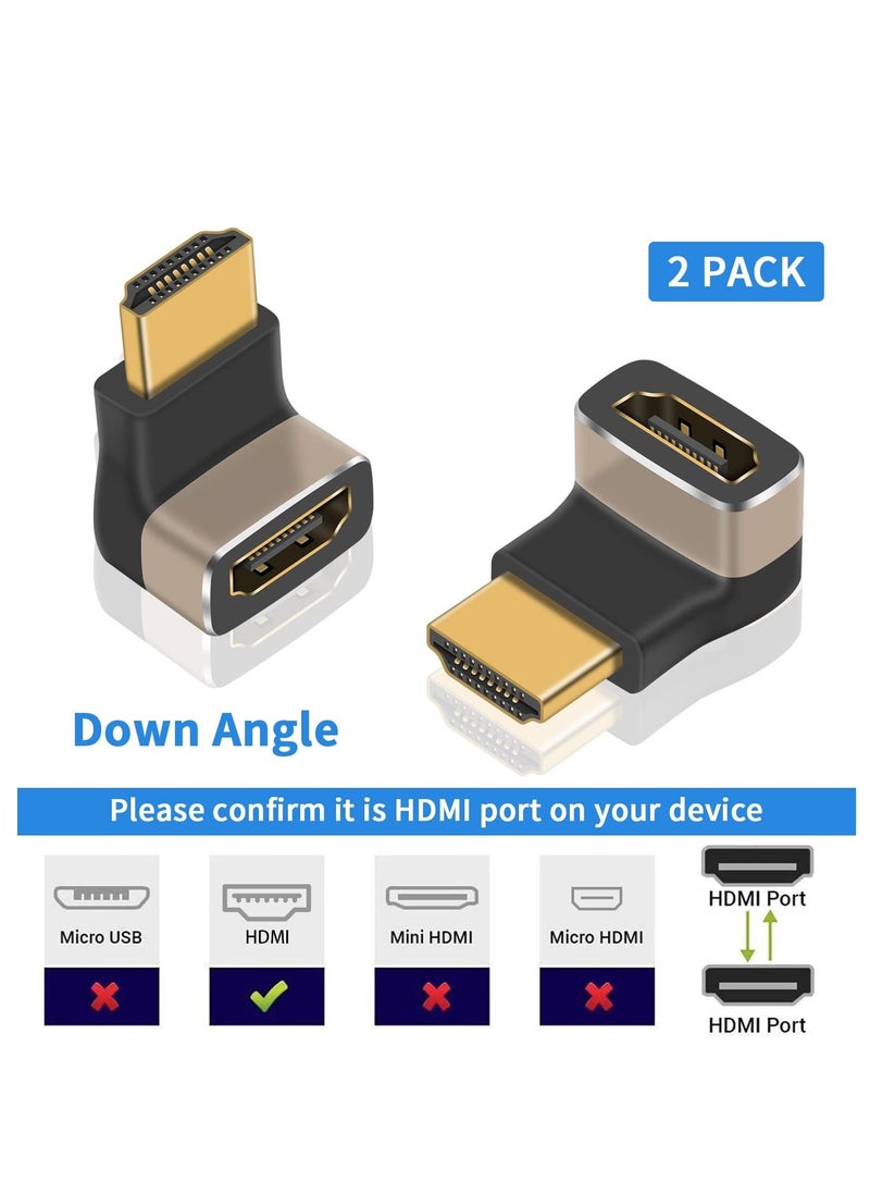 ماركة غير محددة محول HDMI 8K بزاوية 90 درجة ذكر إلى أنثى، إصدار 2.1، محول HDMI بزاوية لأسفل بشكل حرف L مع ممتد مسطح لتوصيل أجهزة التلفاز، Roku، Fire Stick، Chromecast، Switch، اللابتوب، الكمبيوتر الشخصي (عبوة من 2).  - Image 2