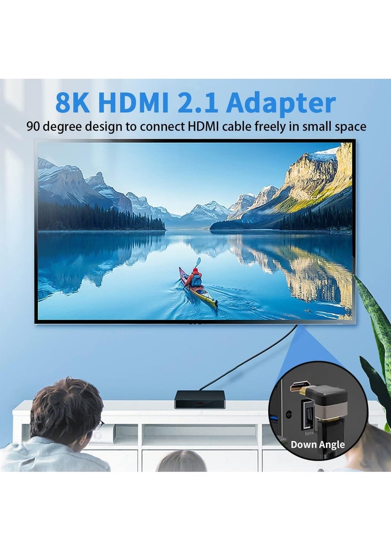 ماركة غير محددة محول HDMI 8K بزاوية 90 درجة ذكر إلى أنثى، إصدار 2.1، محول HDMI بزاوية لأسفل بشكل حرف L مع ممتد مسطح لتوصيل أجهزة التلفاز، Roku، Fire Stick، Chromecast، Switch، اللابتوب، الكمبيوتر الشخصي (عبوة من 2).  - Image 5