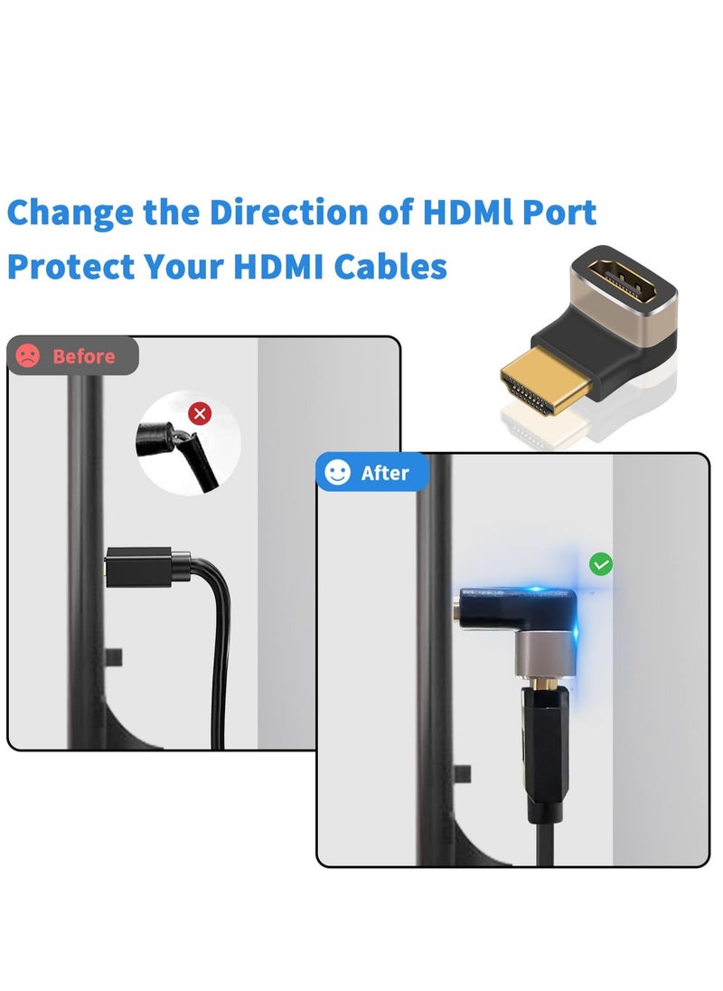 ماركة غير محددة محول HDMI 8K بزاوية 90 درجة ذكر إلى أنثى، إصدار 2.1، محول HDMI بزاوية لأسفل بشكل حرف L مع ممتد مسطح لتوصيل أجهزة التلفاز، Roku، Fire Stick، Chromecast، Switch، اللابتوب، الكمبيوتر الشخصي (عبوة من 2).  - Image 3