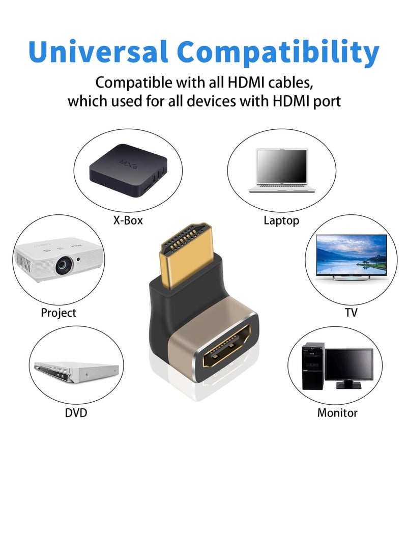 ماركة غير محددة محول HDMI 8K بزاوية 90 درجة ذكر إلى أنثى، إصدار 2.1، محول HDMI بزاوية لأسفل بشكل حرف L مع ممتد مسطح لتوصيل أجهزة التلفاز، Roku، Fire Stick، Chromecast، Switch، اللابتوب، الكمبيوتر الشخصي (عبوة من 2).  - Image 4