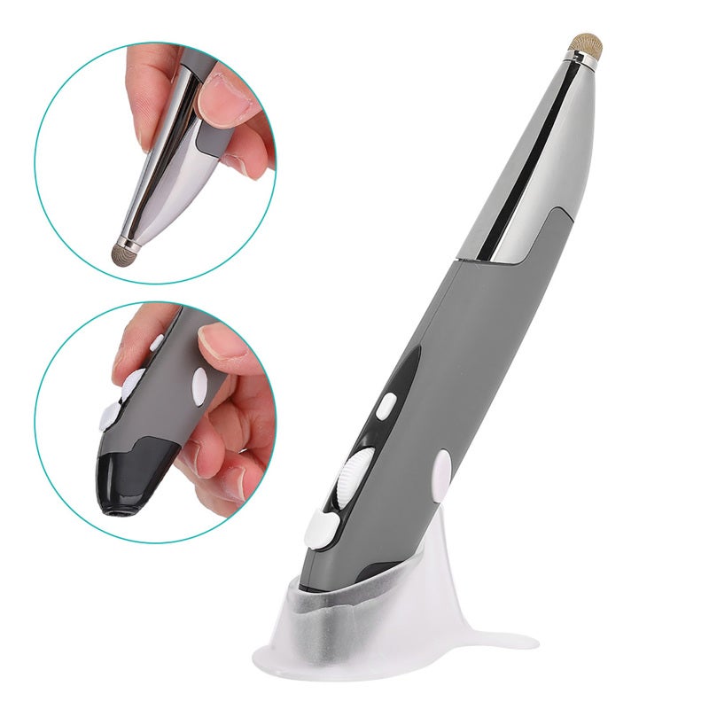 Wireless Pen Mouse: 2.4G Silver Gray, 3 Adjustable DPI, 4 Buttons, Ergonomic Grip, Plug And Play - Capacitive Pen Function, 10m Transmission Distance, USB Stylus For Laptops, Tablets, Smartphones, PCs - Image 4