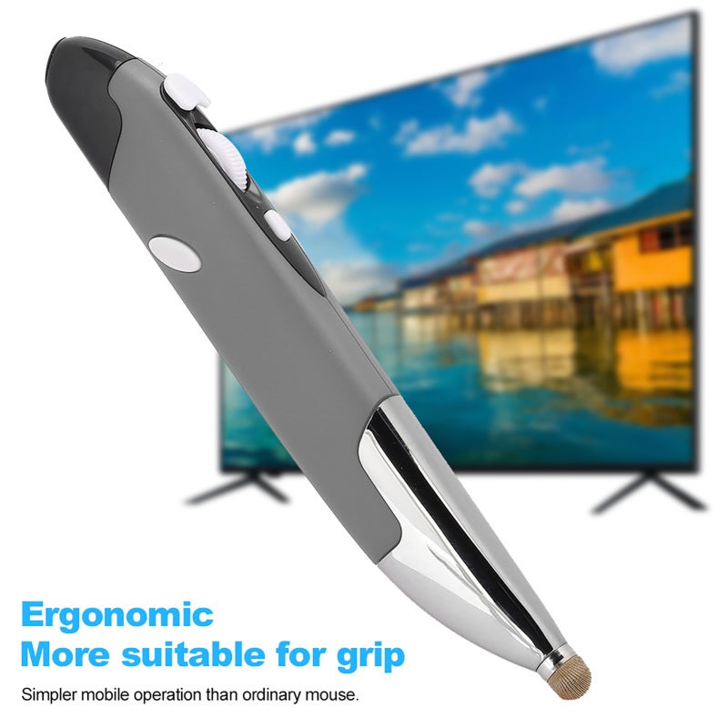 Wireless Pen Mouse: 2.4G Silver Gray, 3 Adjustable DPI, 4 Buttons, Ergonomic Grip, Plug And Play - Capacitive Pen Function, 10m Transmission Distance, USB Stylus For Laptops, Tablets, Smartphones, PCs - Image 2