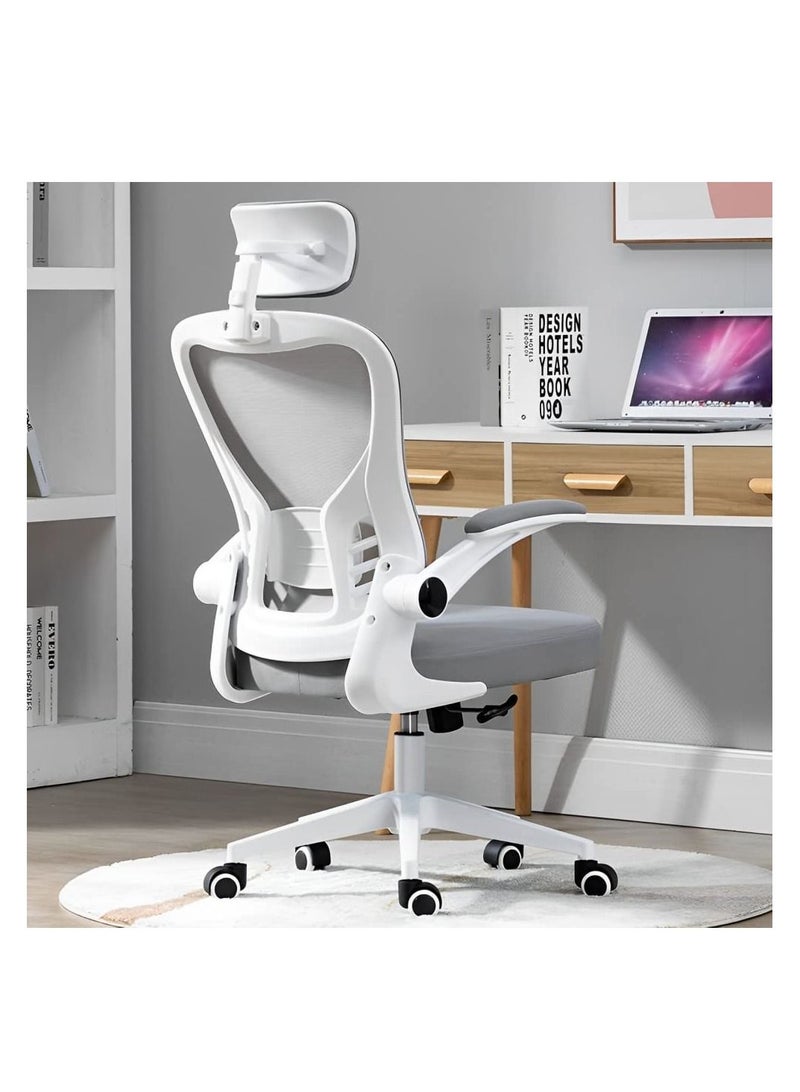 Office Chair, Task Chair, High Back Chair with Lumbar Support, Breathable Mesh Backrest and Adjustable Headrest Computer Chair, Gaming Chair (Gray)