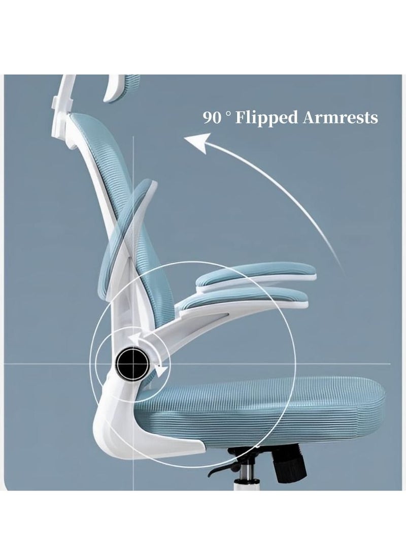 Office Chair, Task Chair, High Back Chair with Lumbar Support, Breathable Mesh Backrest and Adjustable Headrest Computer Chair, Gaming Chair (Gray)