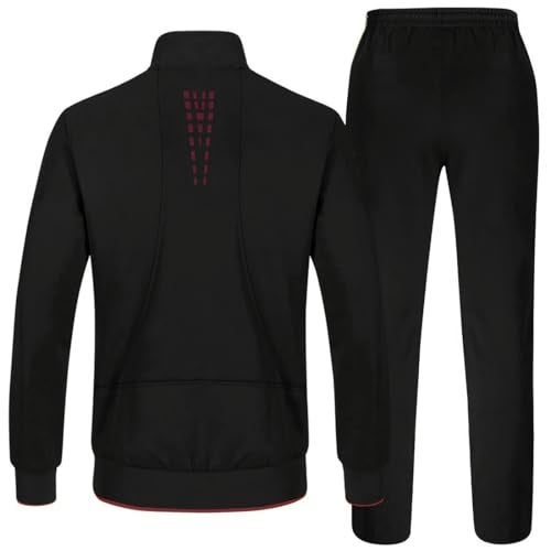 TBMPOY Men's Tracksuits Sweatsuits for Men Set Track Suits 2 Piece Casual Athletic Jogging Warm Up Full Zip Sweat Suits Black/Wine Red XL - Image 2