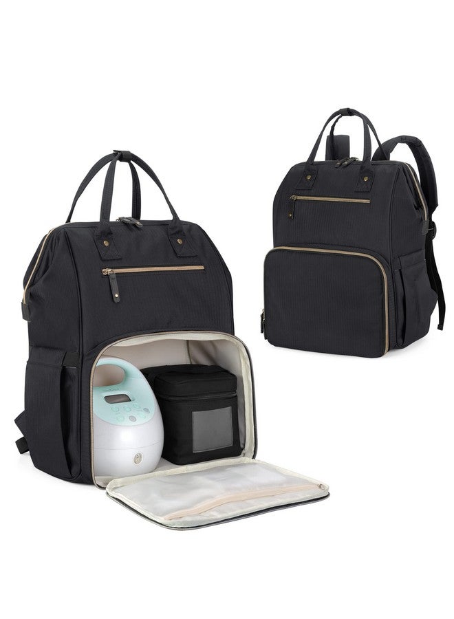 Damero Breast Pump Backpack With Inner Divider Pumping Bag With Laptop Sleeve And Multiple Pockets Fits Most Brands Breast Pumps And Cooler Bag Black Patent Design  - Image 1