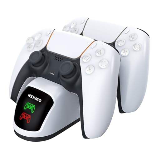 NexiGo Dobe Upgraded PS5 Controller Charger,Dual Charing Station with LED Indicator,High Speed,Fast Charging Dock for Playstation 5 DualSense Controller,White,usb,Pack of 1 - Image 1