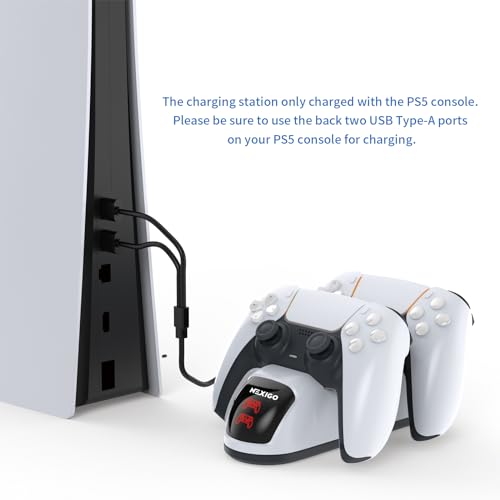 NexiGo Dobe Upgraded PS5 Controller Charger,Dual Charing Station with LED Indicator,High Speed,Fast Charging Dock for Playstation 5 DualSense Controller,White,usb,Pack of 1 - Image 5