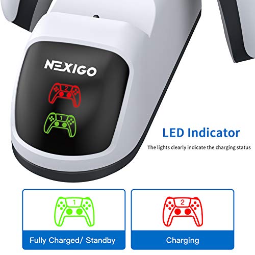 NexiGo Dobe Upgraded PS5 Controller Charger,Dual Charing Station with LED Indicator,High Speed,Fast Charging Dock for Playstation 5 DualSense Controller,White,usb,Pack of 1 - Image 2
