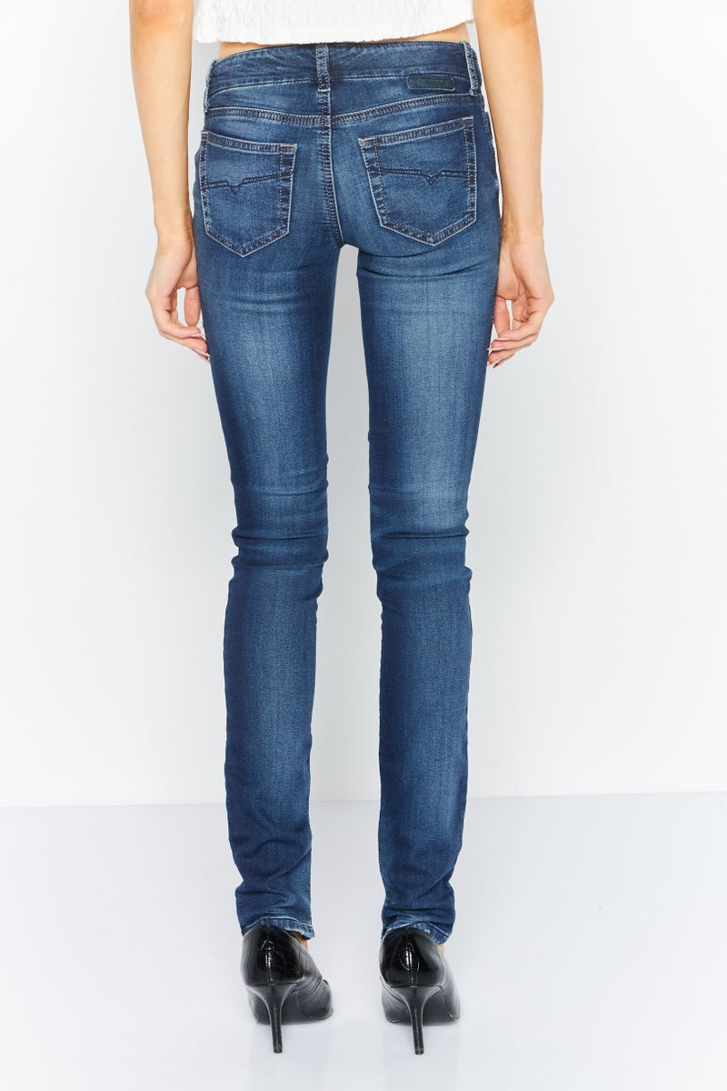 DIESEL Women Regular Fit Wash Stretchable Denim, Navy - Image 4