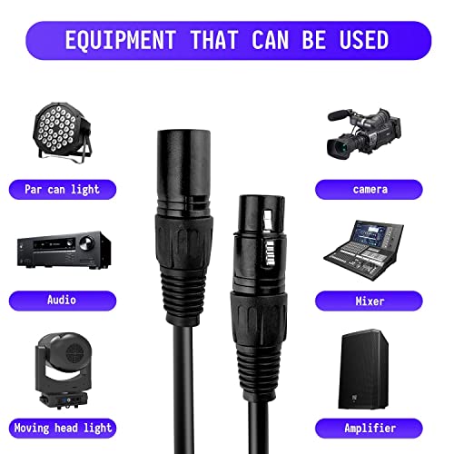 Czgor DMX Cable 10 ft, 8 Pack Flexible 3 Pin DMX Cable Pack XLR Male to Female Lighting Wire Cable for Stage Signal Connection - Image 4