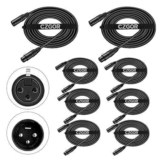 Czgor DMX Cable 10 ft, 8 Pack Flexible 3 Pin DMX Cable Pack XLR Male to Female Lighting Wire Cable for Stage Signal Connection - Image 1