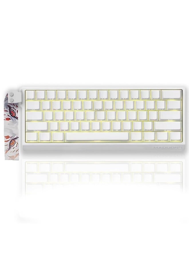 مادليونس لوحة مفاتيح ميكانيكية سلكية MAD60HE RGB بمفتاح مغناطيسي 60% مع تشغيل قابل للتعديل، معدل تصويت 8000 هرتز، وضع التشغيل السريع، مفاتيح تأثير هول، لأجهزة الكمبيوتر/ماك، لون أبيض - Image 5