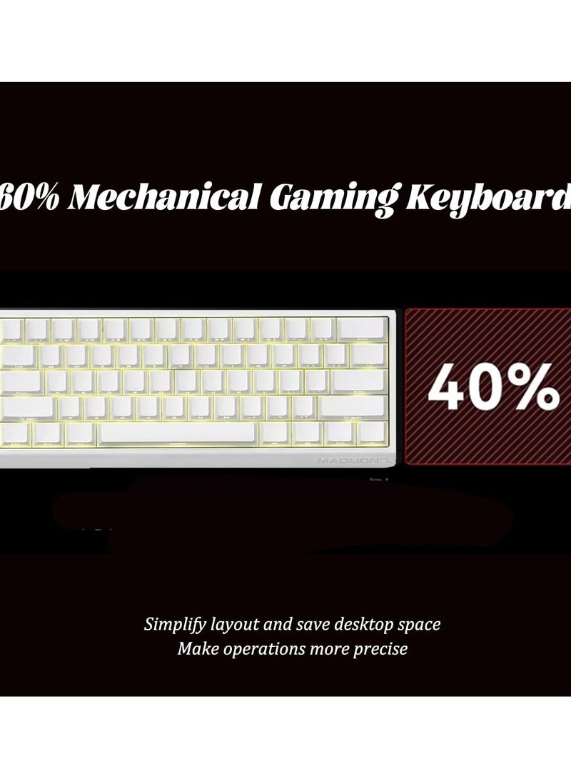 مادليونس لوحة مفاتيح ميكانيكية سلكية MAD60HE RGB بمفتاح مغناطيسي 60% مع تشغيل قابل للتعديل، معدل تصويت 8000 هرتز، وضع التشغيل السريع، مفاتيح تأثير هول، لأجهزة الكمبيوتر/ماك، لون أبيض - Image 3