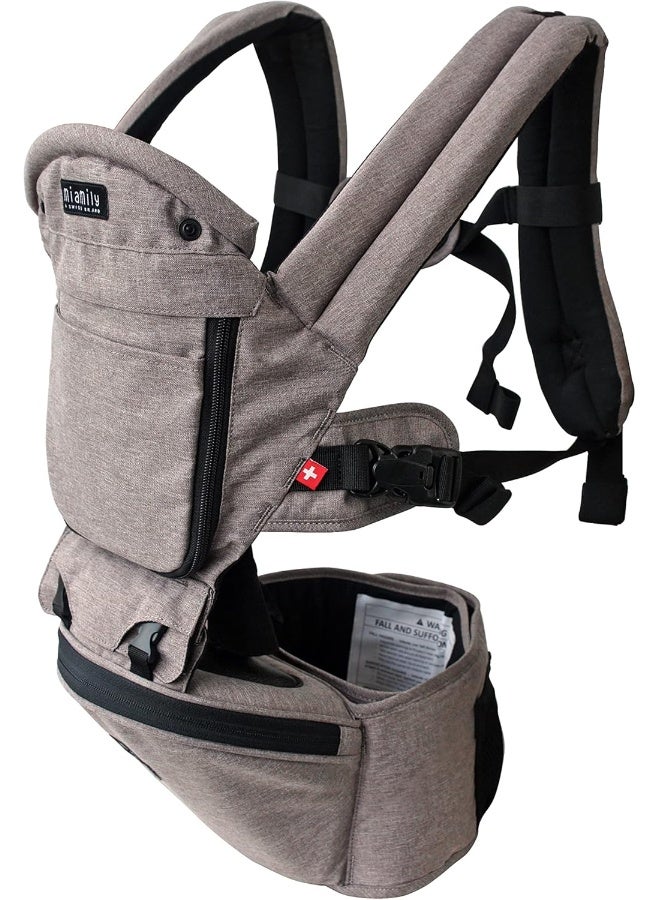 MiaMily Hipster Plus 3D Child & Baby Carrier - Perfect 360 Backpack Alternative for Hiking with 6 Carrying Positions and Ergonomic Design with Hip Protection for Toddler or Infant (Stone Grey) - Image 1