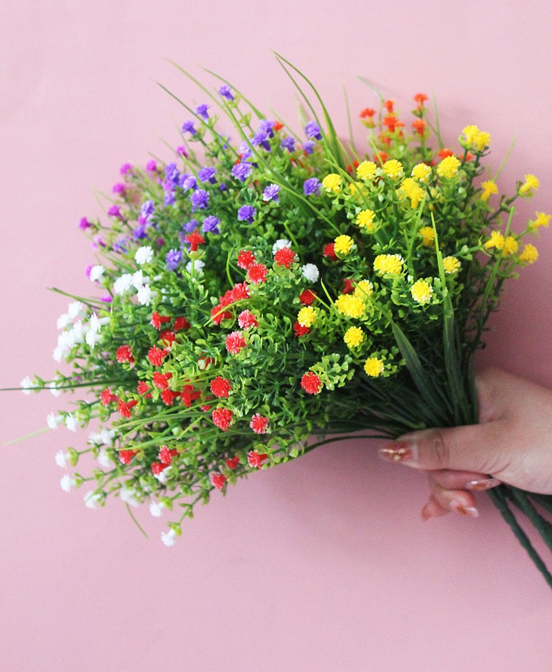 JAKY Global JAKY-Global Artificial Flowers Gypsophila Babysbreath Fake Water Plants Bouquet 6 Bundle Fake Plants Wedding Bridle Bouquet Outdoor Home Office Christmas Decor(Mix Color) - Image 3