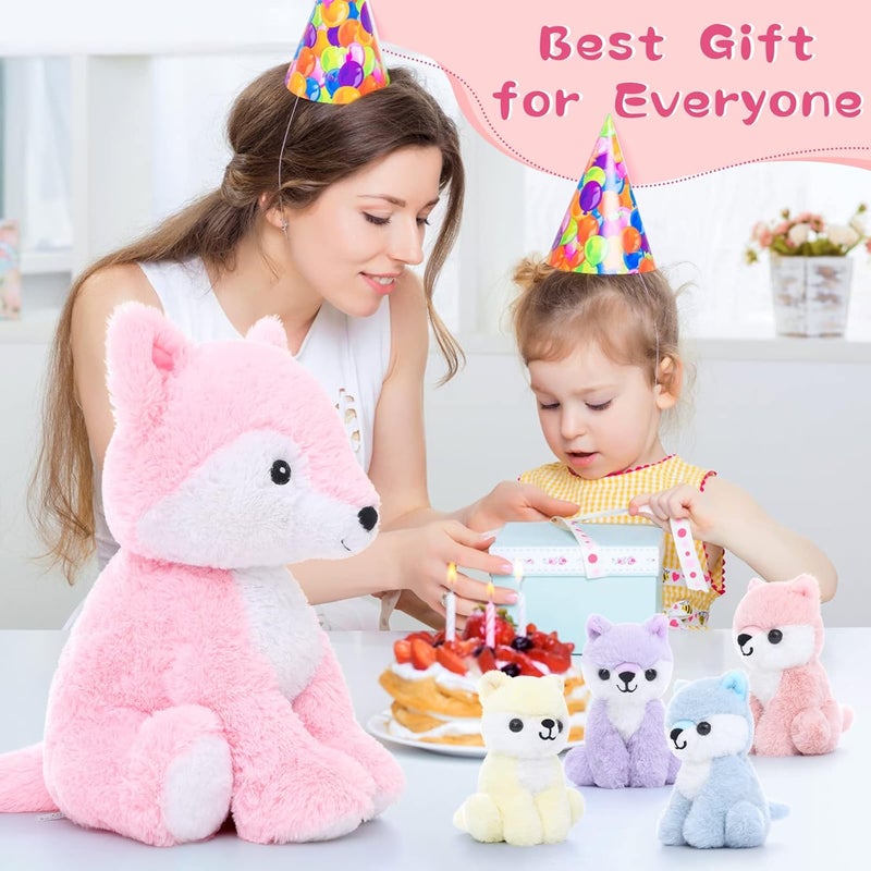 MorisMos Large Fox Plush, 48 cm Pink Mom with 4 Kawaii Fox Babies, Giant Animali Plush Fox Toys Gifts for Girls, Boys, Girlfriends, Easter Birthday Decoration - Image 5