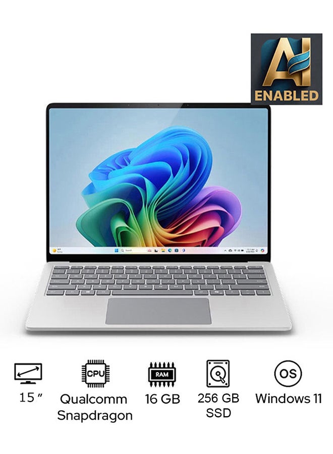 Microsoft Surface Laptop 7 Copilot+ PC Laptop With 15-Inch Display, Qualcomm Snapdragon X Elite Processor/16GB RAM/256GB SSD/Qualcomm Adreno Graphics/Windows 11 English/Arabic PLATINUM - Image 1